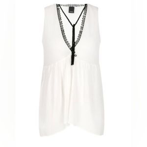PINKO DANGUARD SLEEVELESS WHITE VISCOSE BLEND TOP